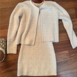 Zara pearl knit dress with matching cardigan size M
